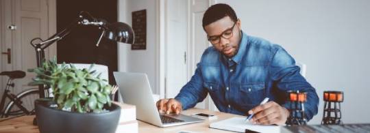 Man working at laptop